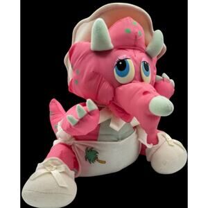 Vtg 1987 Guy Gilchrist Plush Dinosaur Tiny Dino Baby Triceratot Pink Puffalump